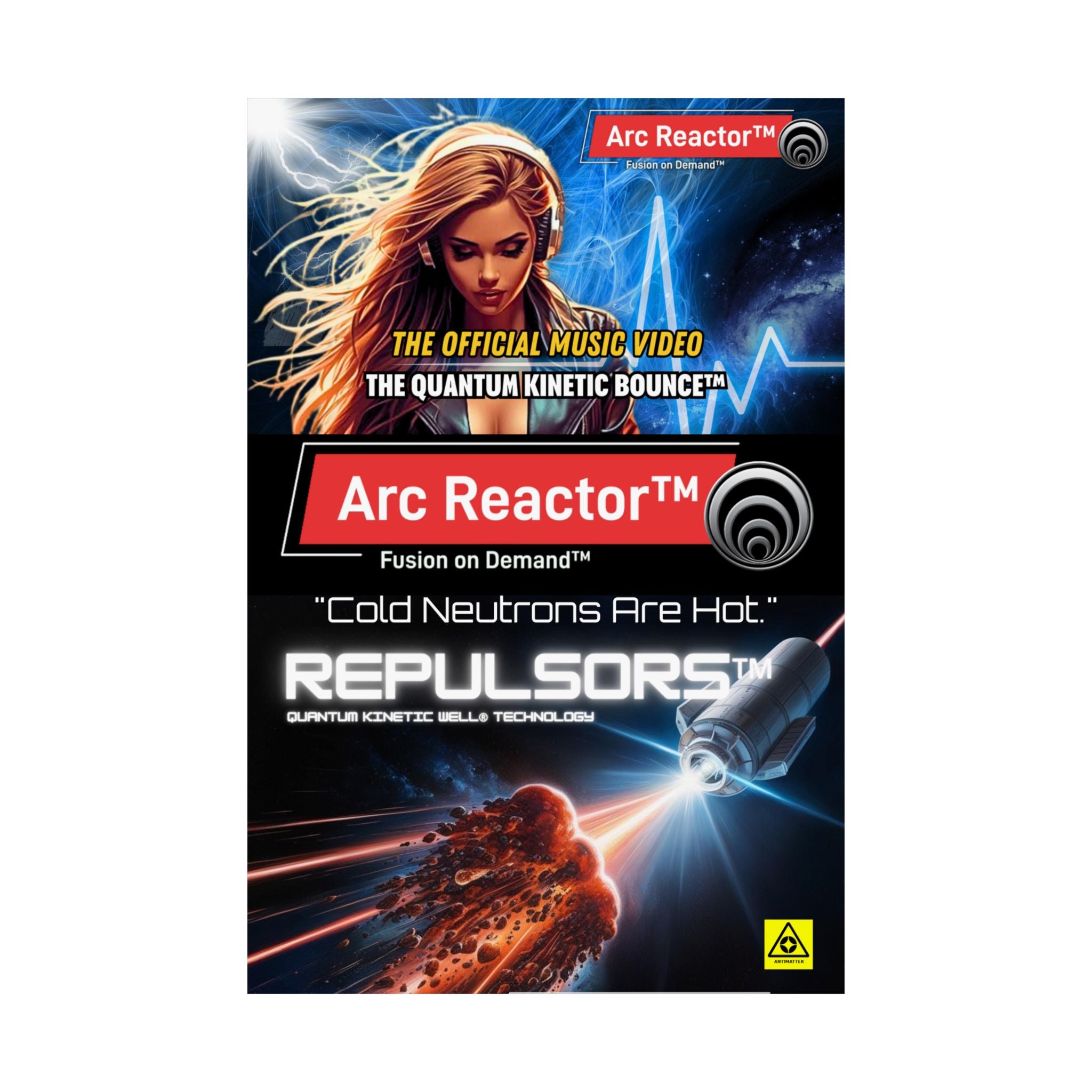 Arc Reactor™ Sci‑Fi Matte Poster — "Repulsors" Retro Space Music Video Art
