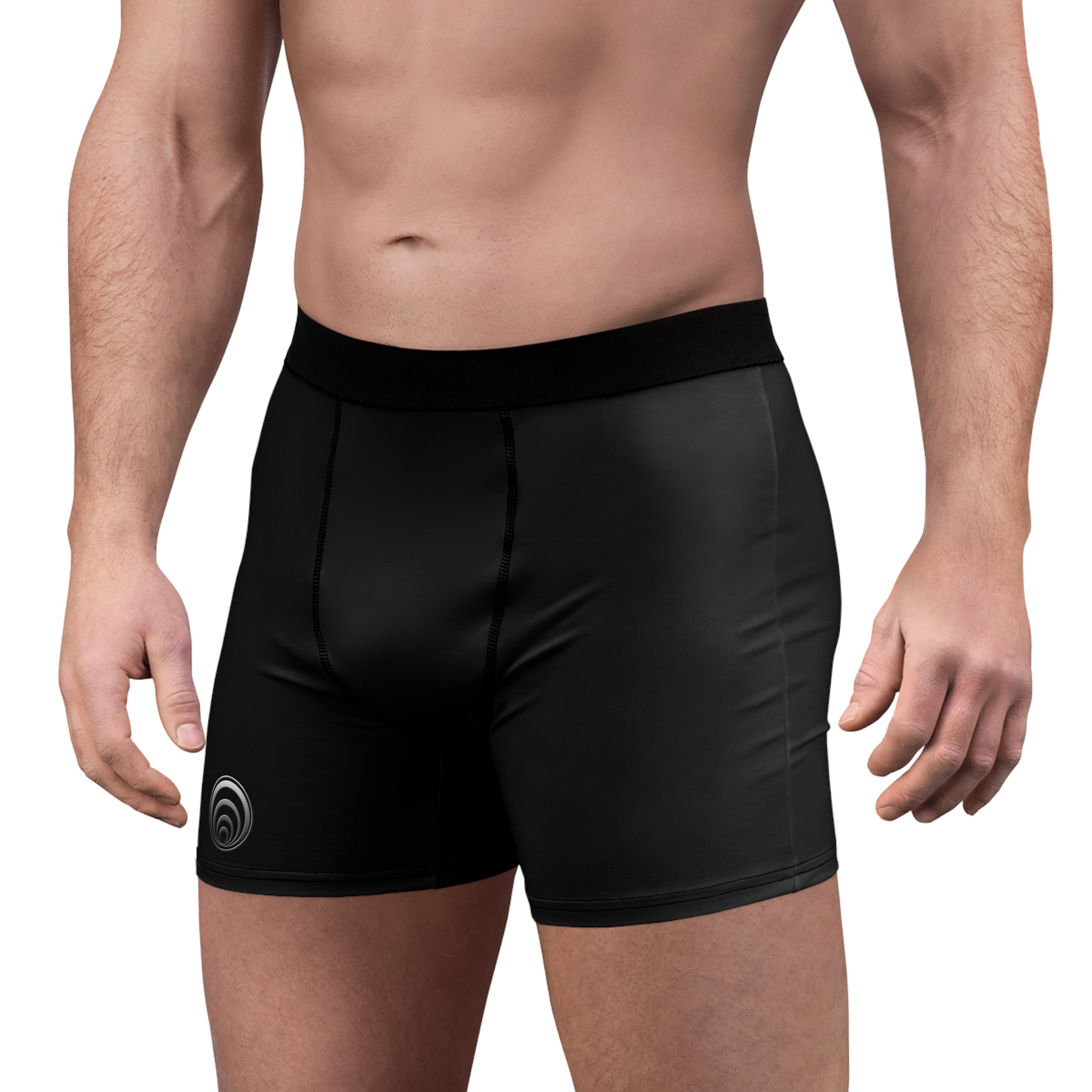 Men's Boxer Briefs — 'First to Fusion' Minimal Logo Black Performance Underwear