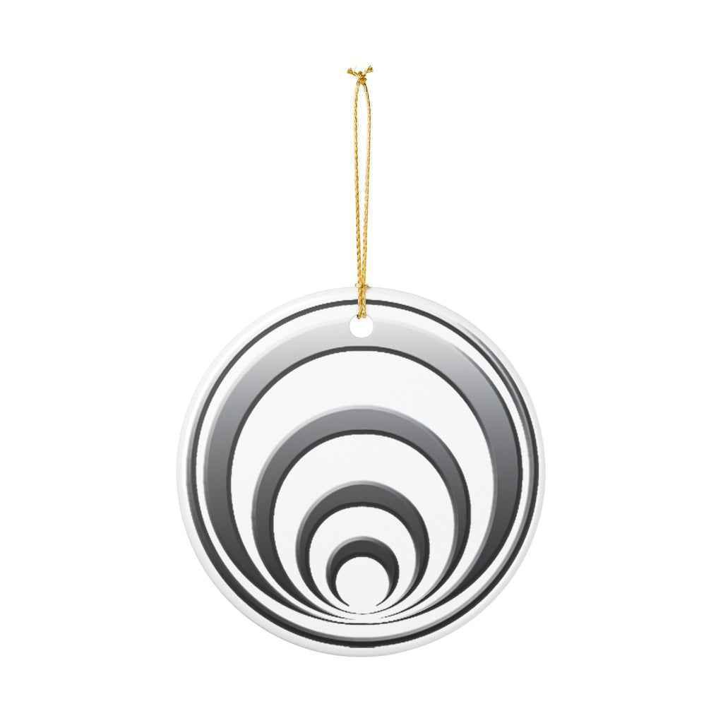 Quantum Kinetics - Ceramic Ornament — Minimal Concentric Rings Holiday Decoration