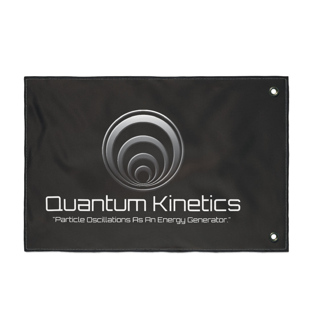 "Particle Oscillations As An Energy Generator.™" - Quantum Kinetics - Double-Sided Flag —  Energy Science Banner