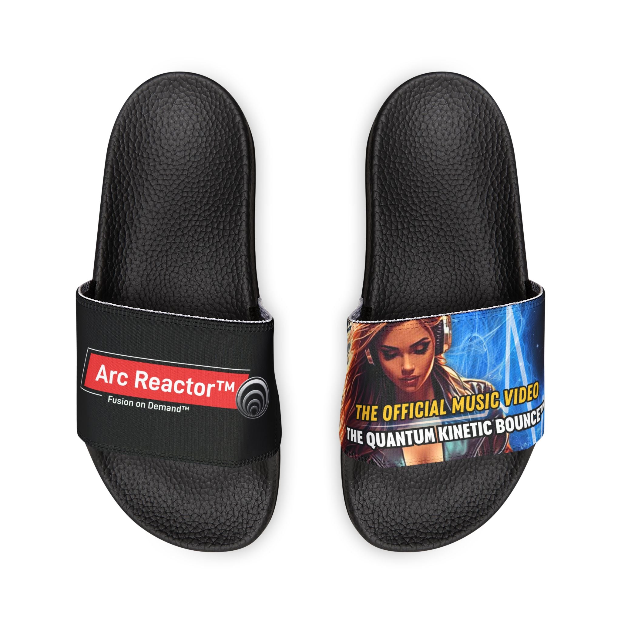 Quantum Kinetic Bounce™ - Men's Slide Sandals with Custom Neon Lightning Strap - Removable Strap, Lightweight Pool & Beach Slides