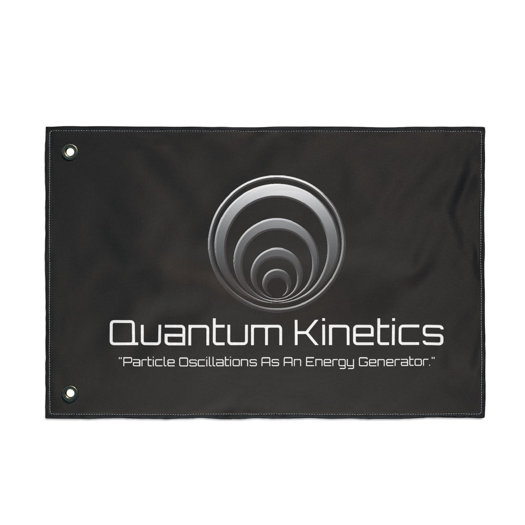 "Particle Oscillations As An Energy Generator.™" - Quantum Kinetics - Double-Sided Flag —  Energy Science Banner