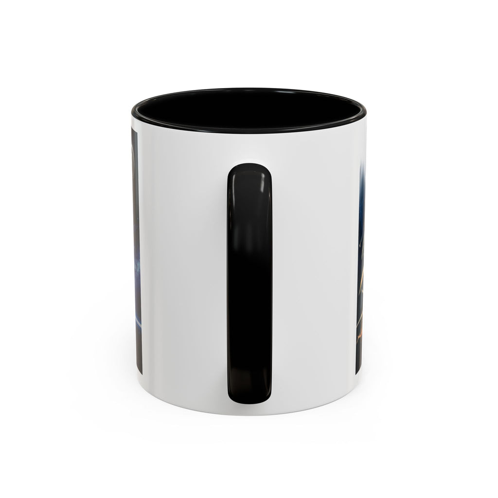 Accent Coffee Mug — "Arc Reactor™: The Official Music Video" Sci‑Fi DJ Design (11/15 oz)