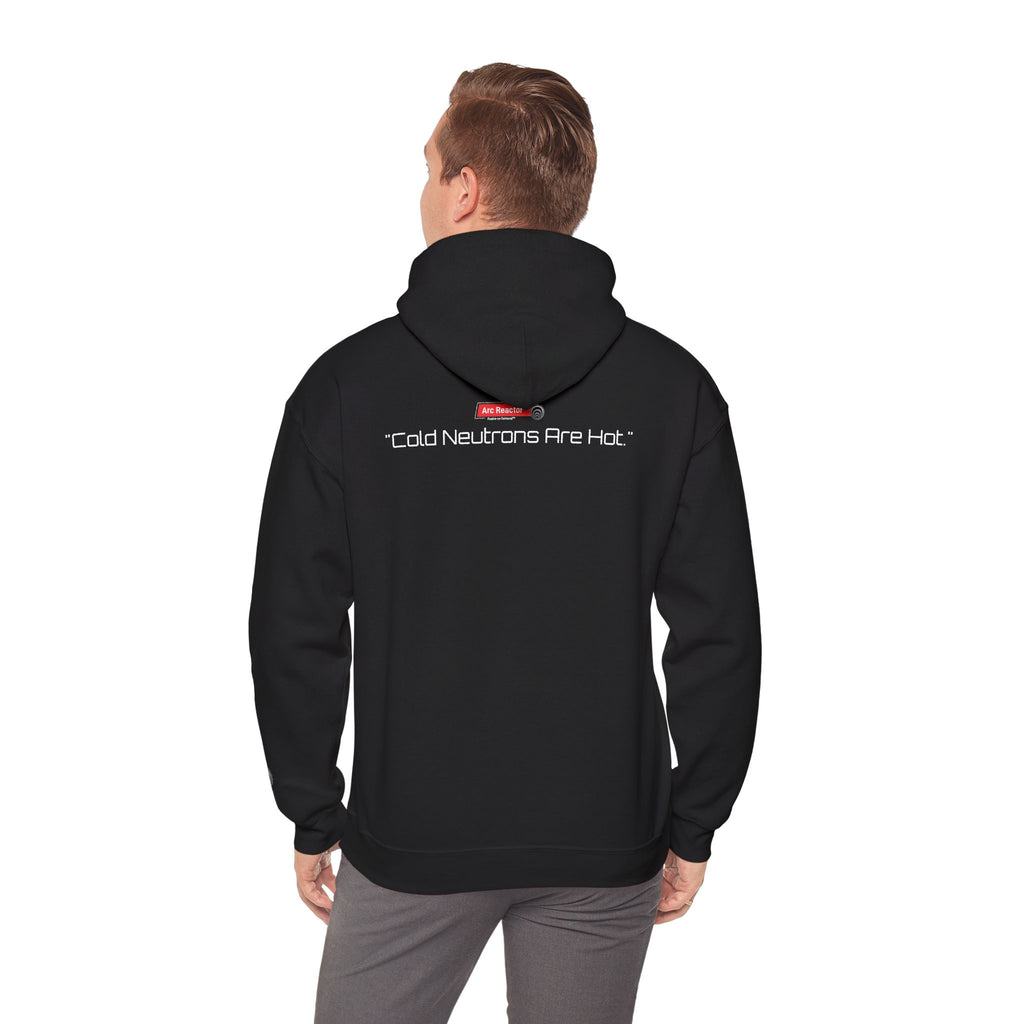 Quantum Kinetics Hoodie – “First to Fusion™” Logo & “Cold Neutrons Are Hot.” Science Pullover