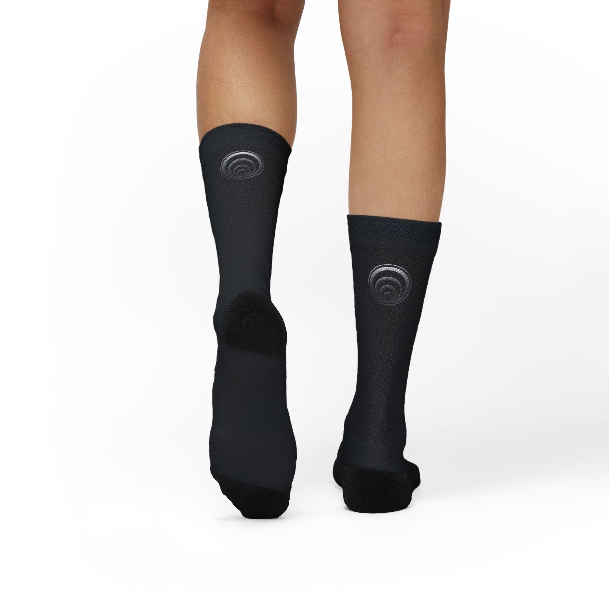 Fusion On Demand™ - Black Sublimation Socks with Minimal Red Label — Custom Printed Crew Socks