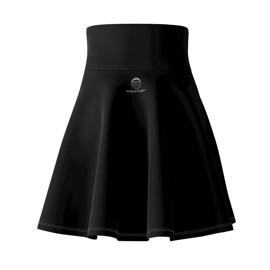 First to Fusion™ - Waistband Women's Skater Skirt — Black AOP Fashion