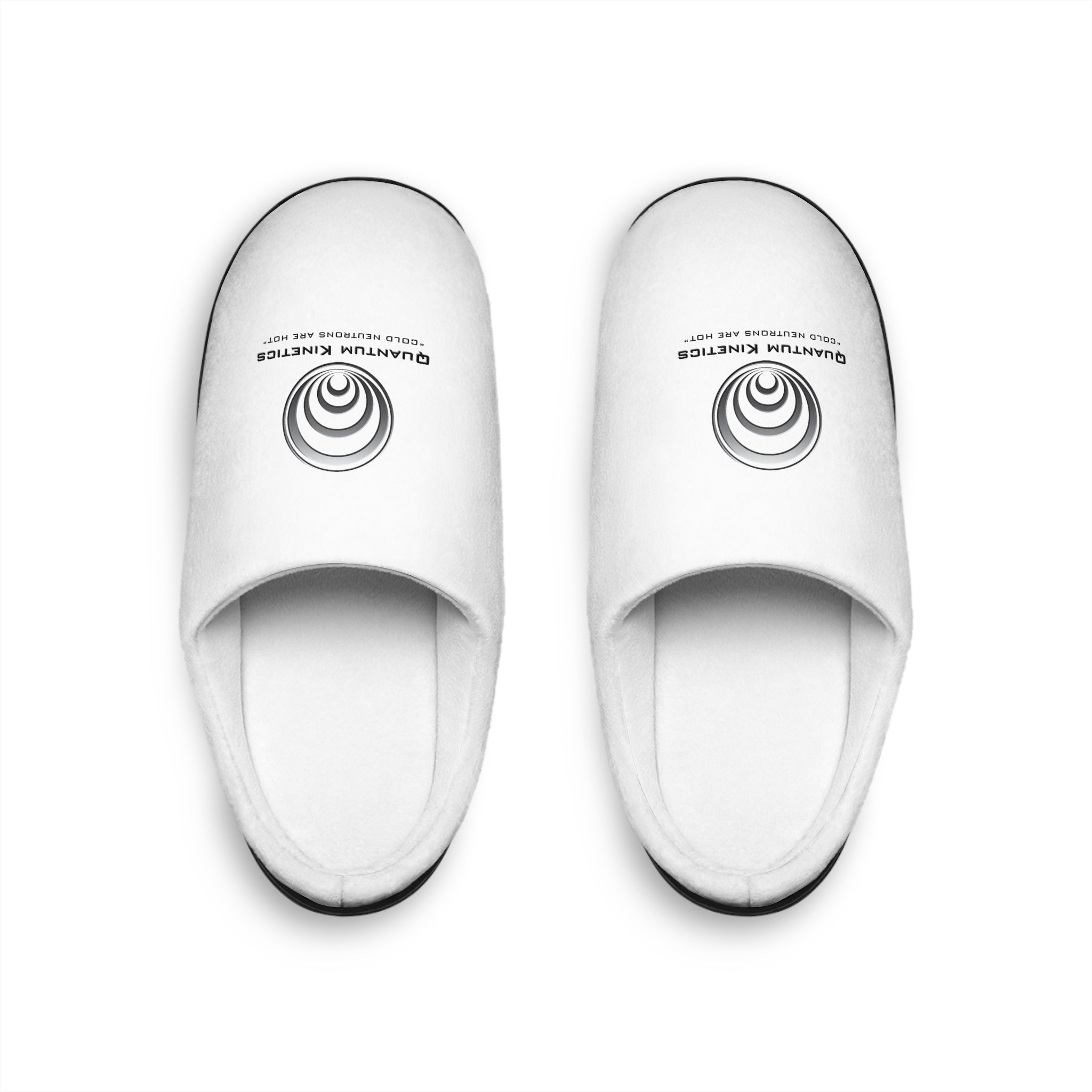 Quantum Kinetics Logo Men's Indoor Slippers — Cozy White Lounge Slides
