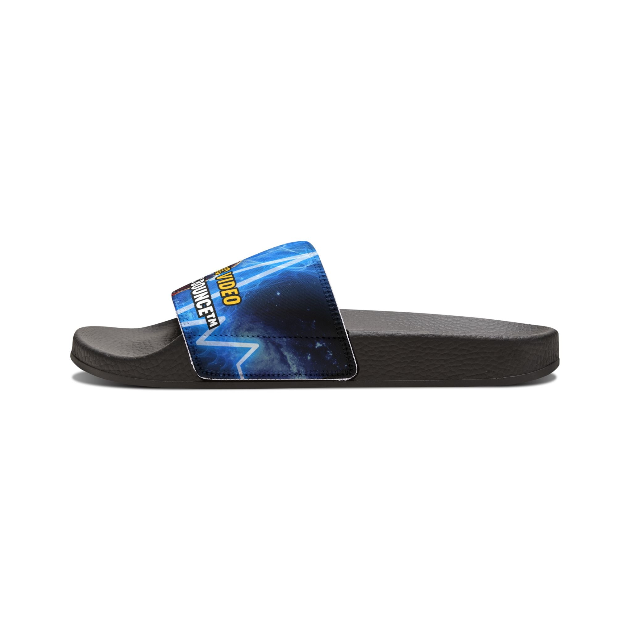 Quantum Kinetic Bounce™ - Men's Slide Sandals with Custom Neon Lightning Strap - Removable Strap, Lightweight Pool & Beach Slides
