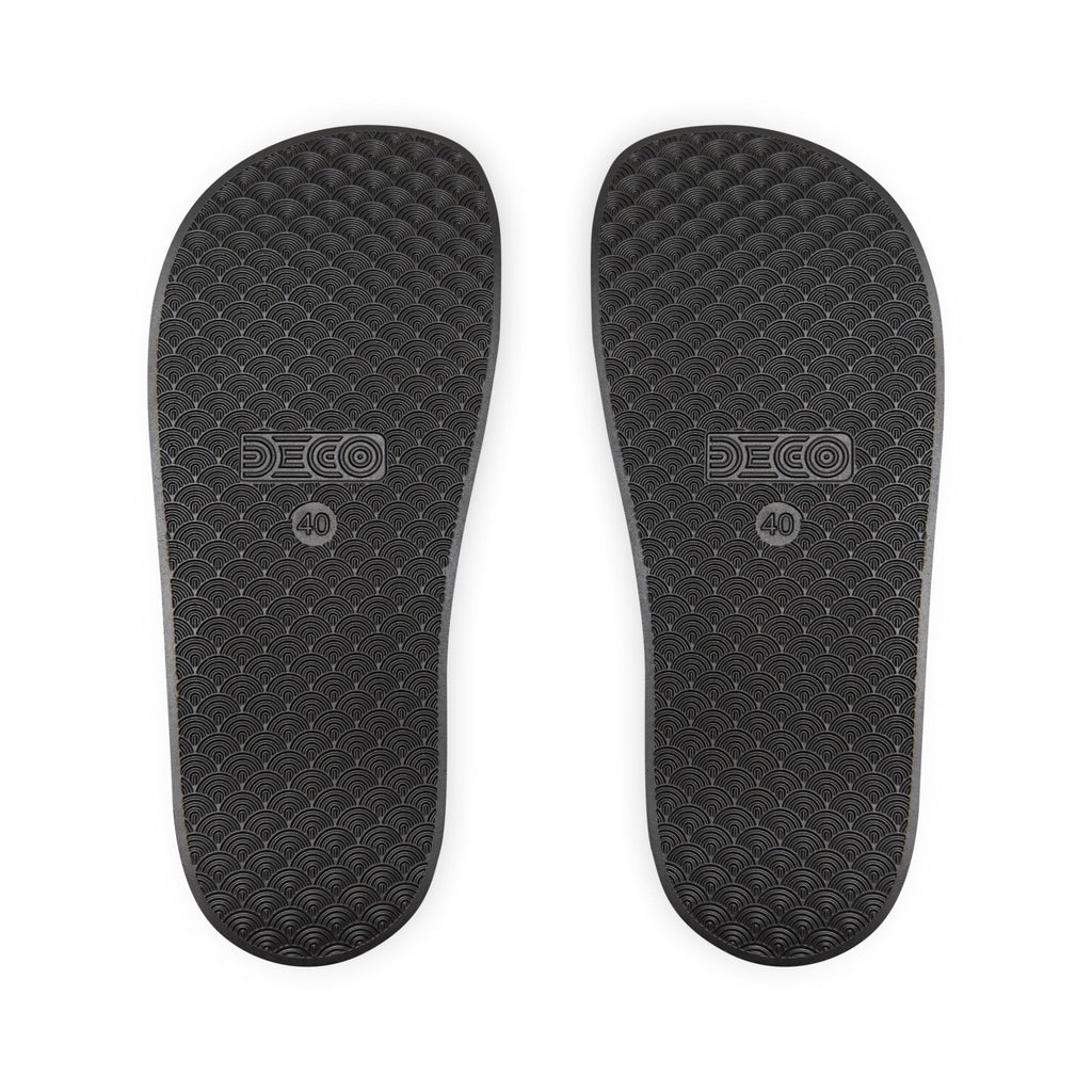 Quantum Kinetic Bounce™ - Men's Slide Sandals with Custom Neon Lightning Strap - Removable Strap, Lightweight Pool & Beach Slides