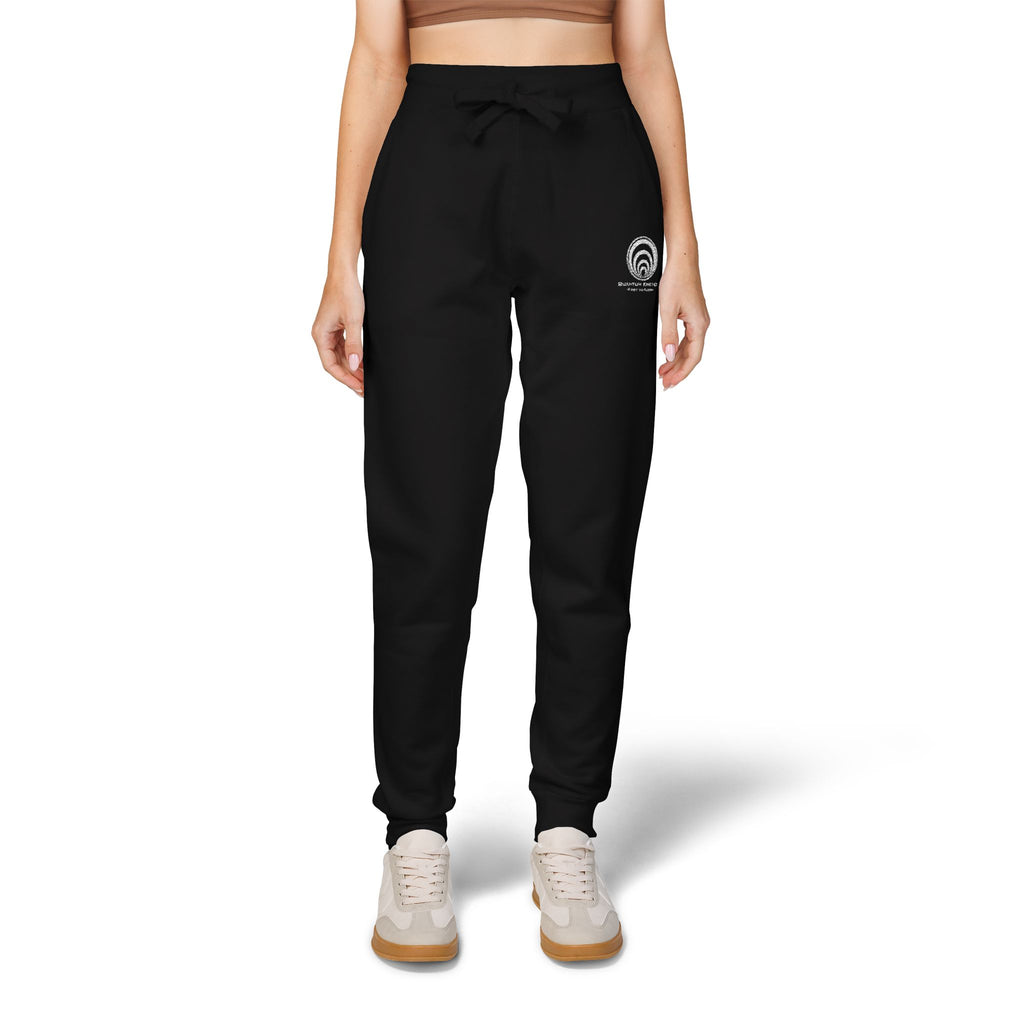 Quantum Kinetics - Embroidered Black Fleece Sweatpants with Small Chest Logo