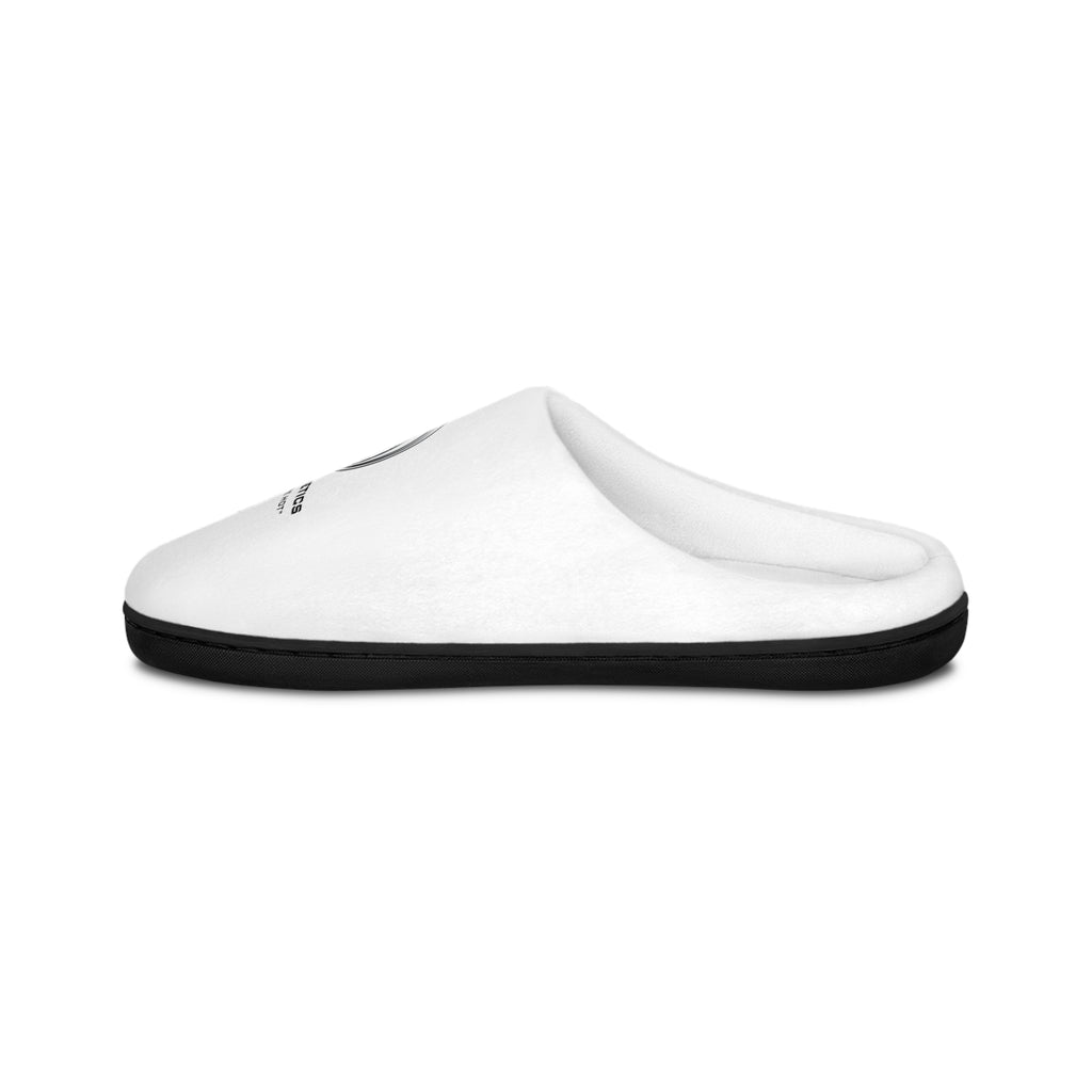 Quantum Kinetics Logo Men's Indoor Slippers — Cozy White Lounge Slides