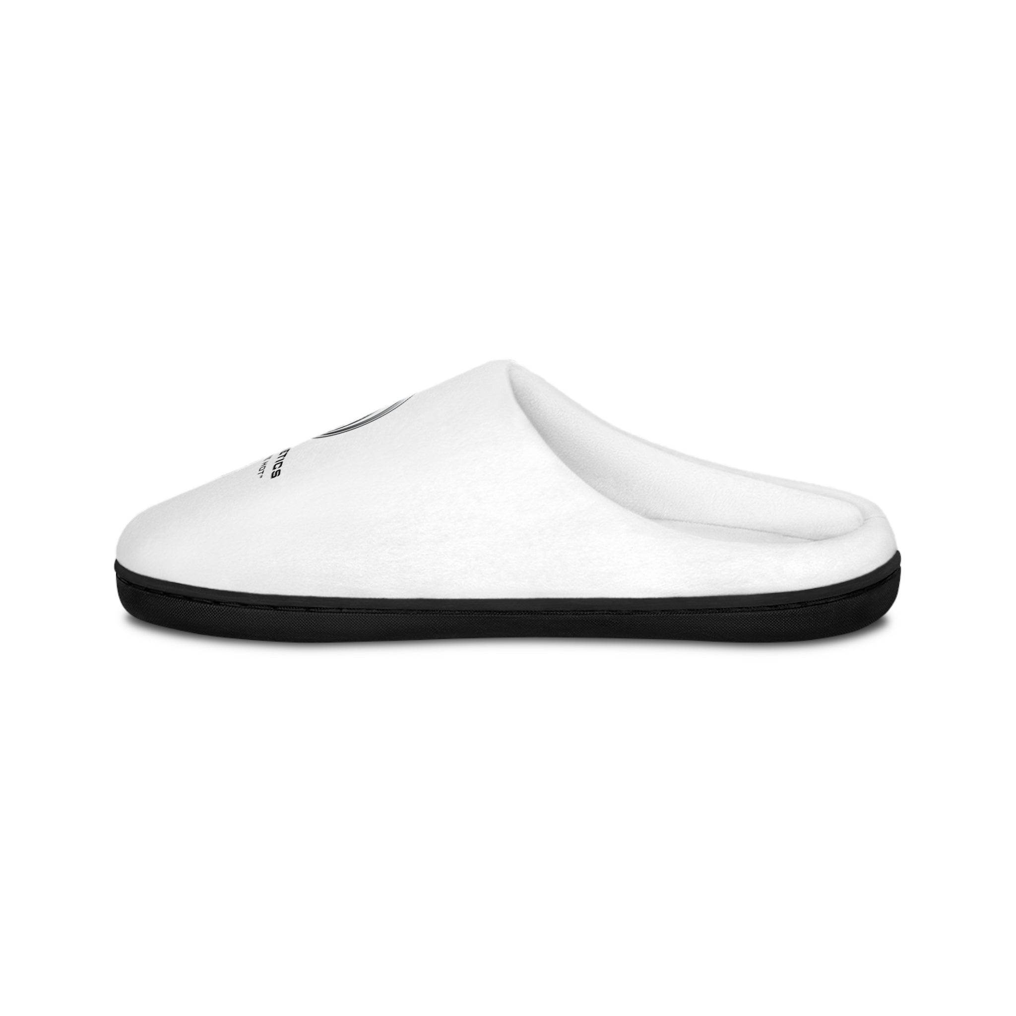 Quantum Kinetics Logo Men's Indoor Slippers — Cozy White Lounge Slides