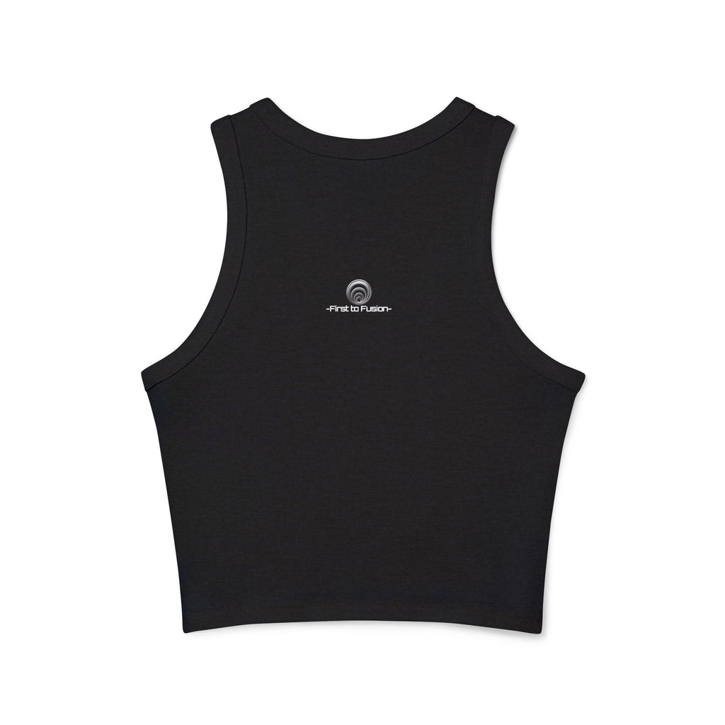 Quantum Kinetics - Women's Racer Tank Top — Small 'Arc Reactor™' Logo Graphic