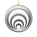 Quantum Kinetics - Ceramic Ornament — Minimal Concentric Rings Holiday Decoration