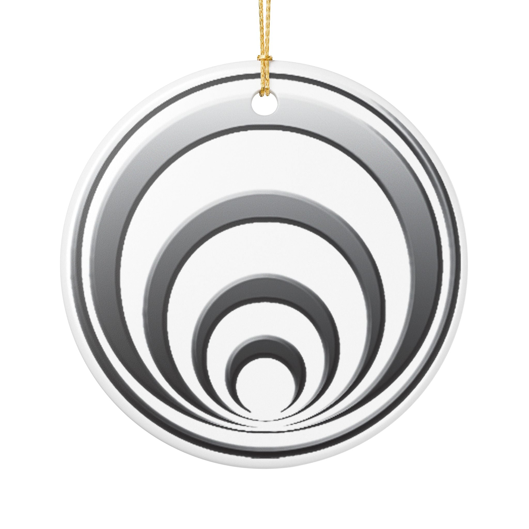 Quantum Kinetics - Ceramic Ornament — Minimal Concentric Rings Holiday Decoration