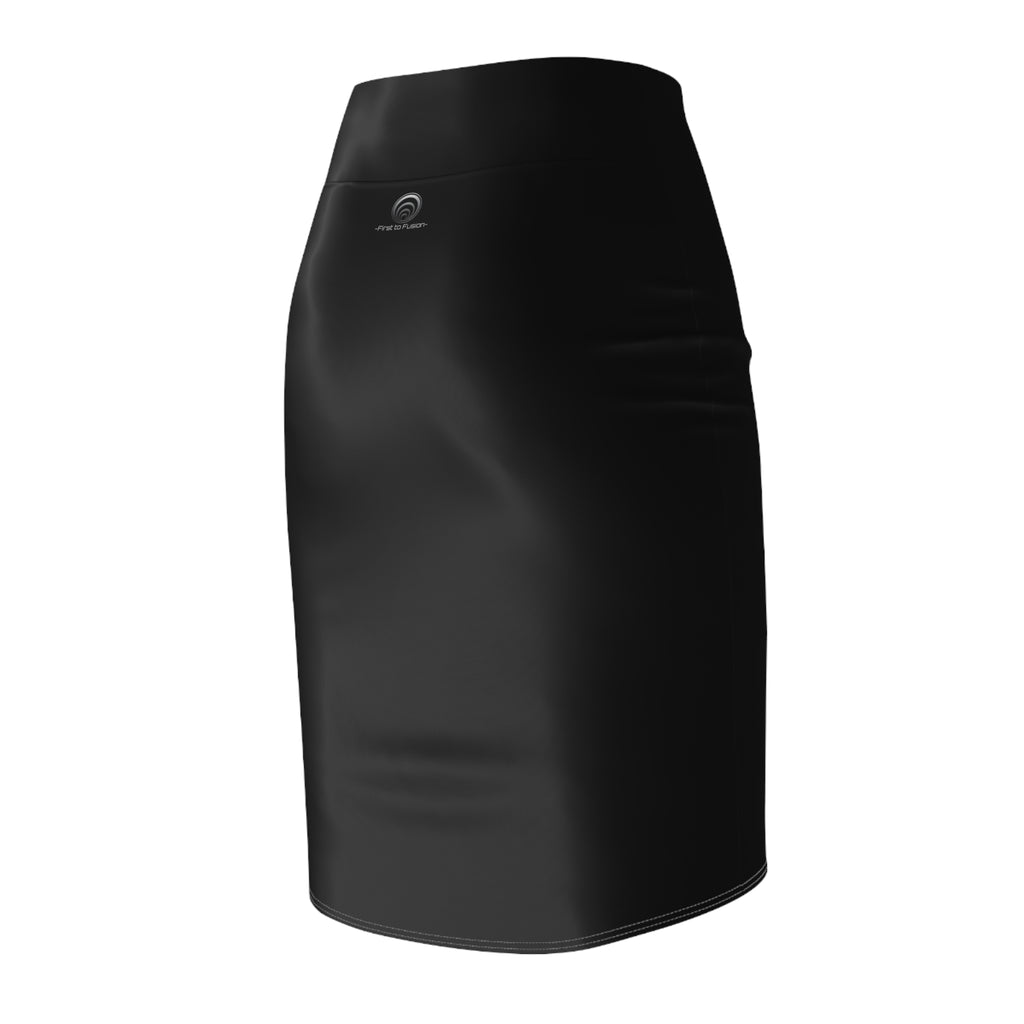 Quantum Black Logo Pencil Skirt — Sleek Women's Office & Evening Skirt with Subtle Branding