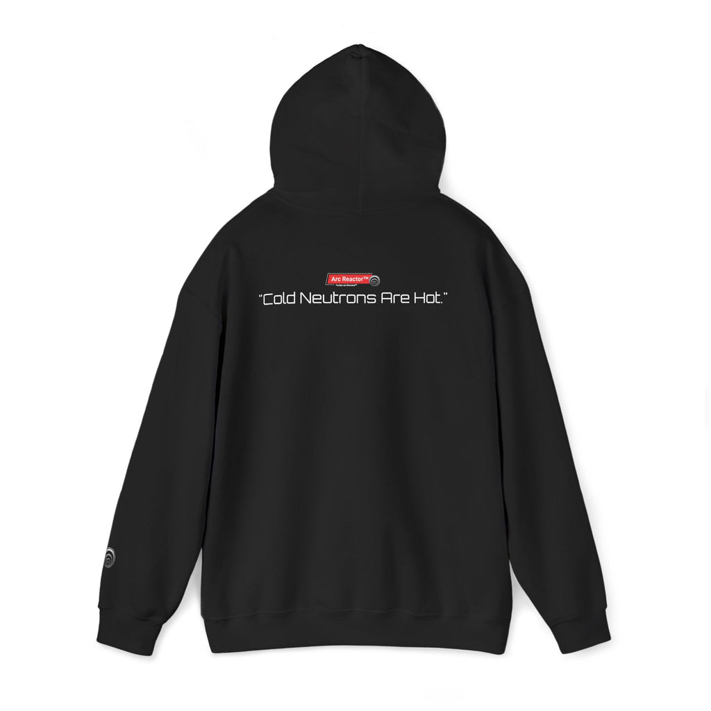 Quantum Kinetics Hoodie – “First to Fusion™” Logo & “Cold Neutrons Are Hot.” Science Pullover