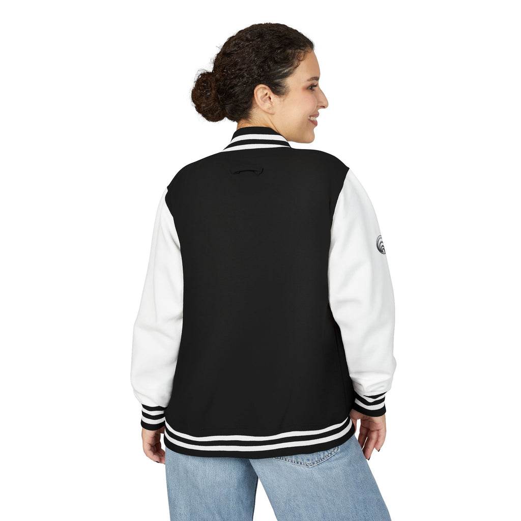 Quantum Kinetics - First to Fusion® - Logo Letterman Jacket - Black/White Varsity Bomber