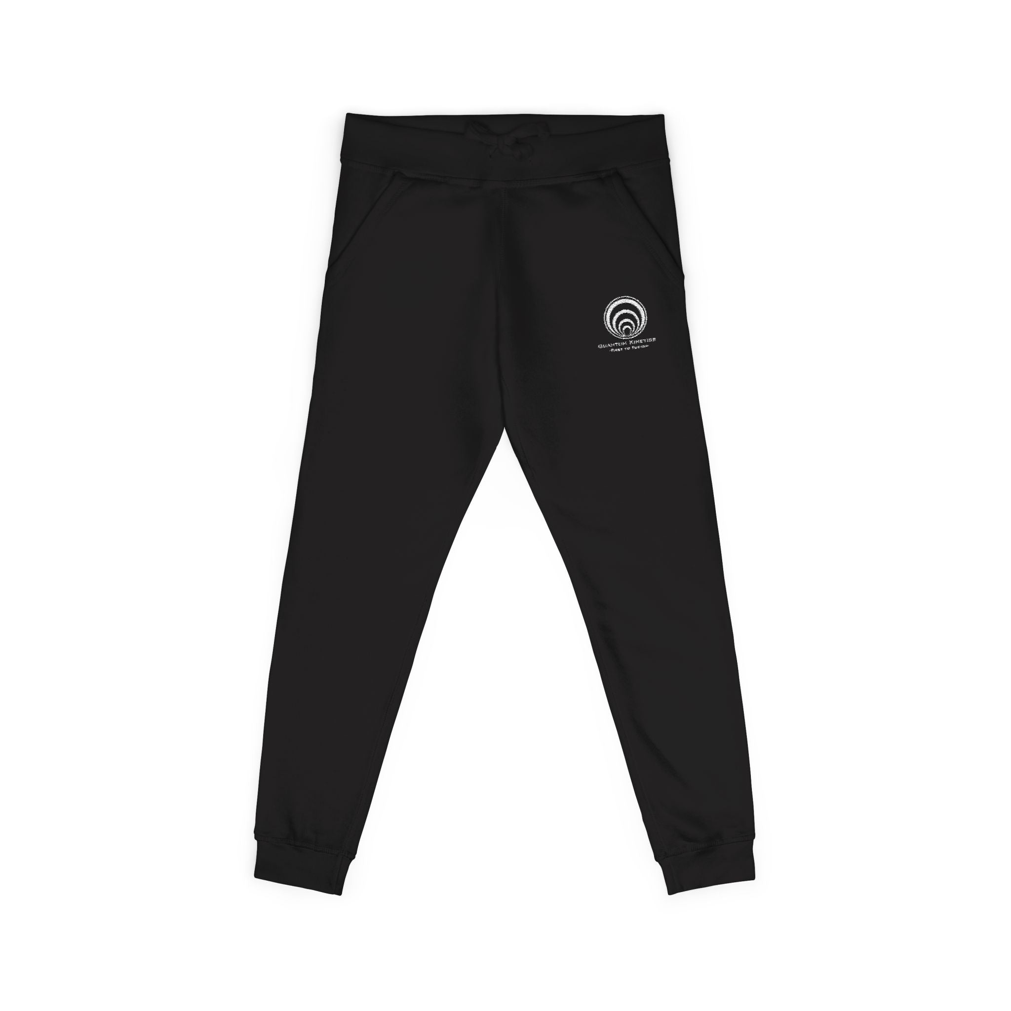 Quantum Kinetics - Embroidered Black Fleece Sweatpants with Small Chest Logo