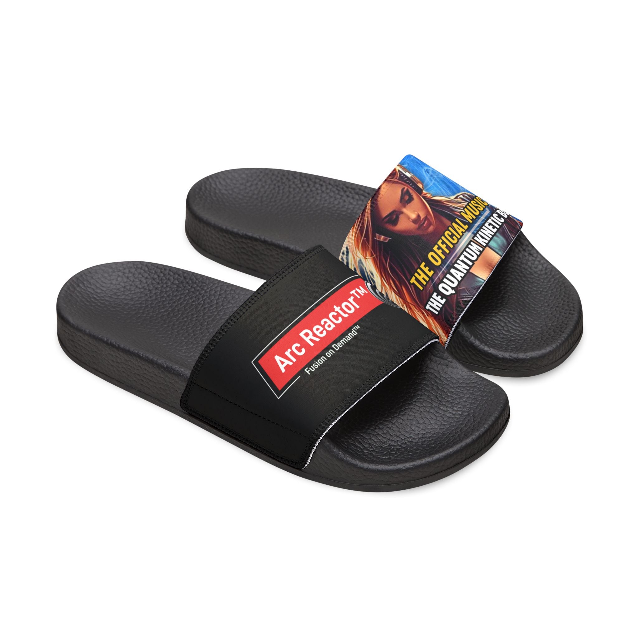 Quantum Kinetic Bounce™ - Men's Slide Sandals with Custom Neon Lightning Strap - Removable Strap, Lightweight Pool & Beach Slides