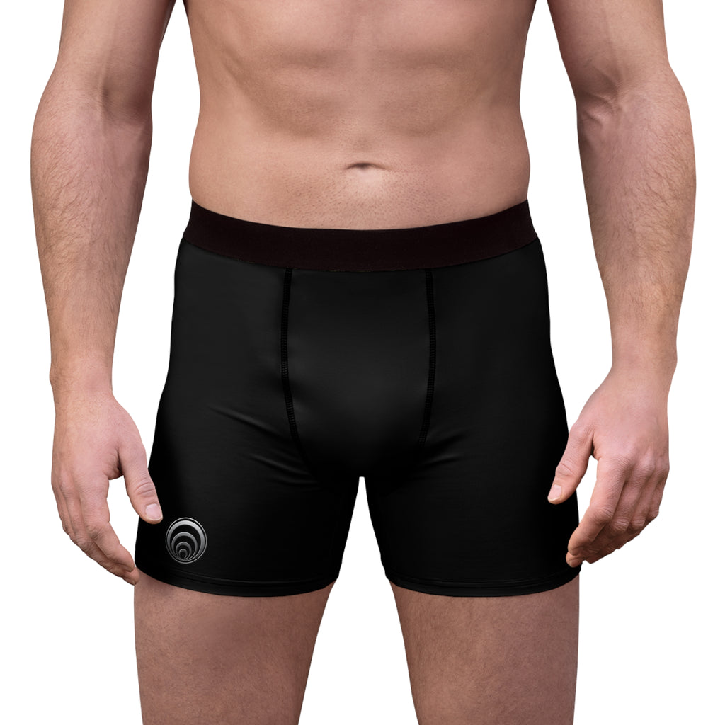 Men's Boxer Briefs — 'First to Fusion' Minimal Logo Black Performance Underwear