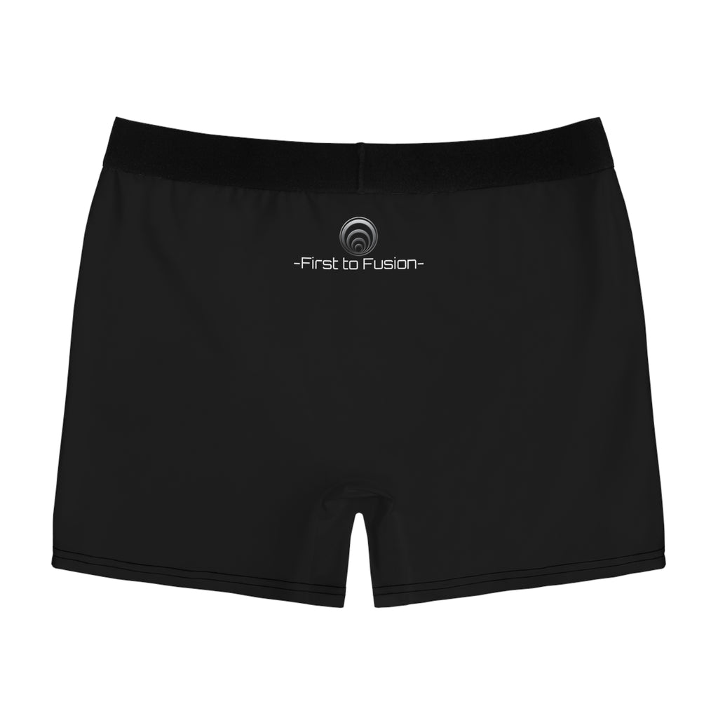 Men's Boxer Briefs — 'First to Fusion' Minimal Logo Black Performance Underwear
