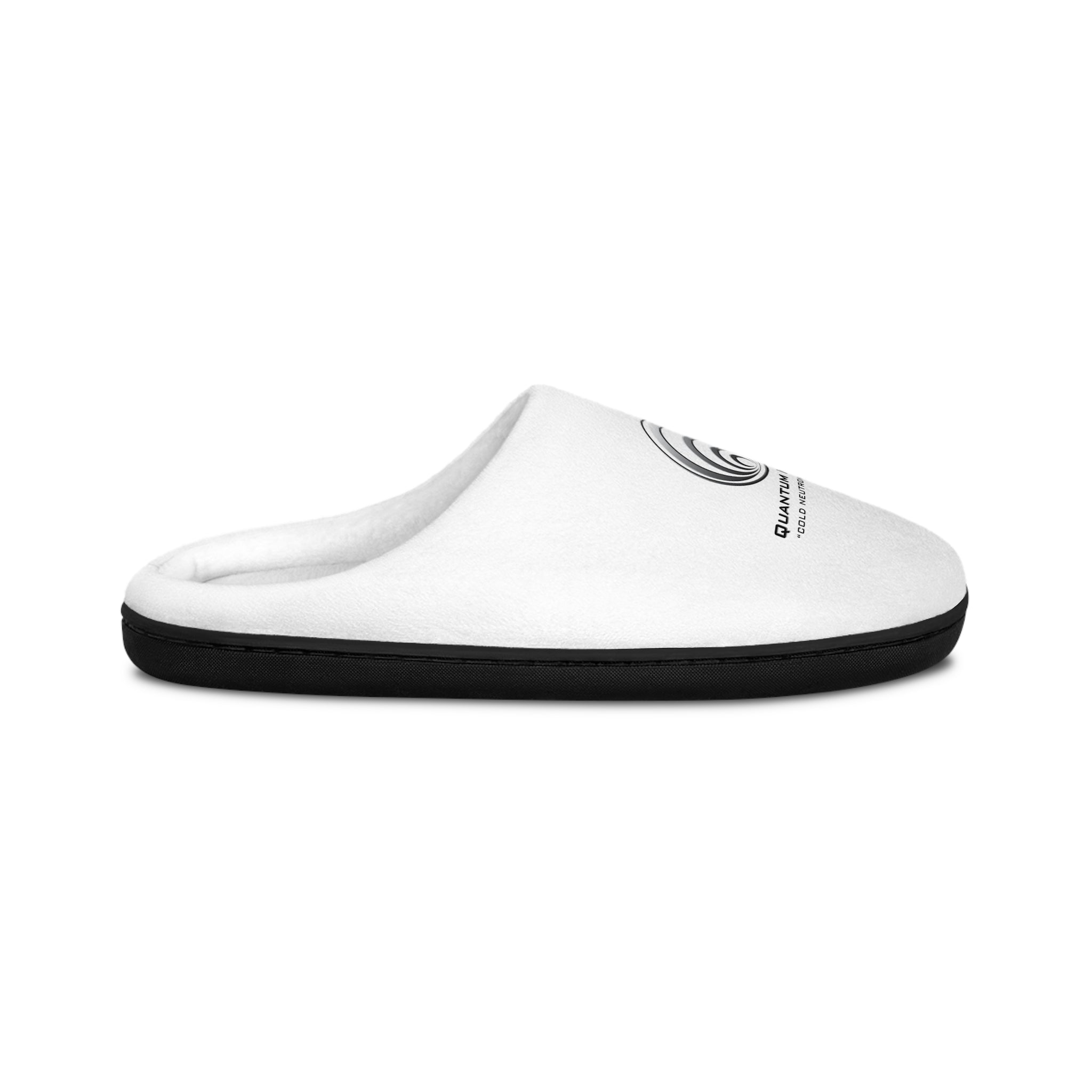 Quantum Kinetics Logo Men's Indoor Slippers — Cozy White Lounge Slides