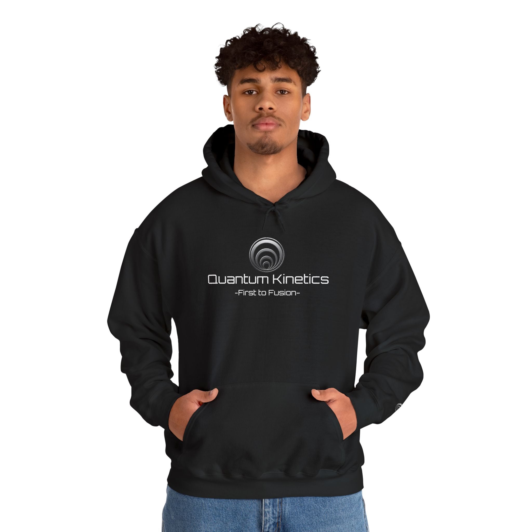 Quantum Kinetics Hoodie – “First to Fusion™” Logo & “Cold Neutrons Are Hot.” Science Pullover