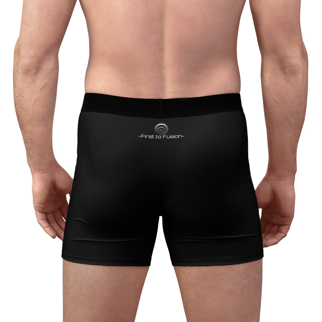 Men's Boxer Briefs — 'First to Fusion' Minimal Logo Black Performance Underwear