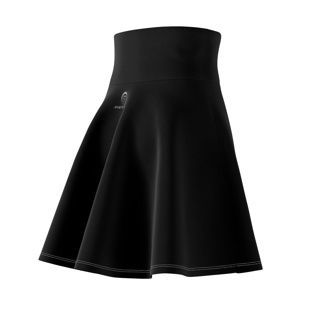 First to Fusion™ - Waistband Women's Skater Skirt — Black AOP Fashion