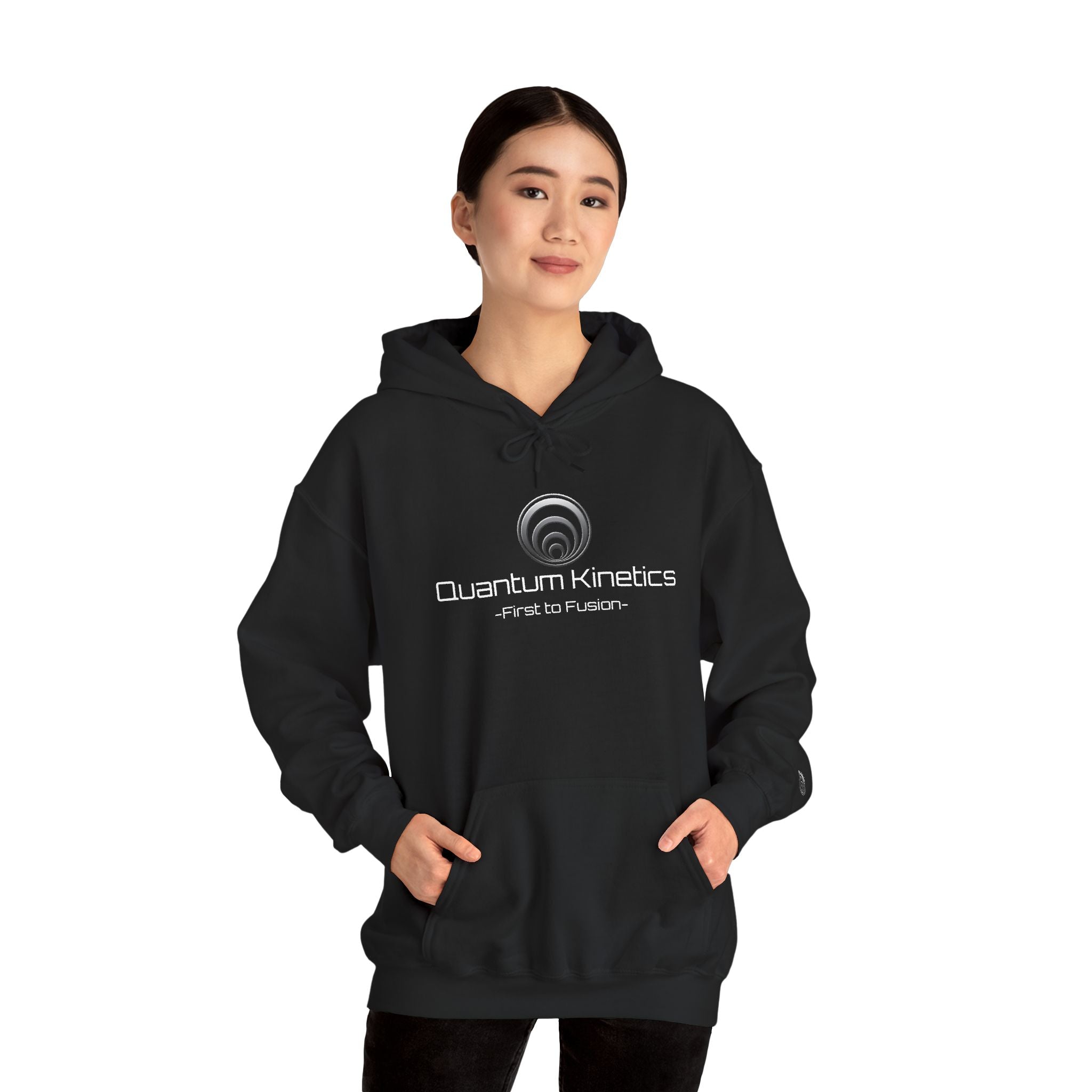 Quantum Kinetics Hoodie – “First to Fusion™” Logo & “Cold Neutrons Are Hot.” Science Pullover