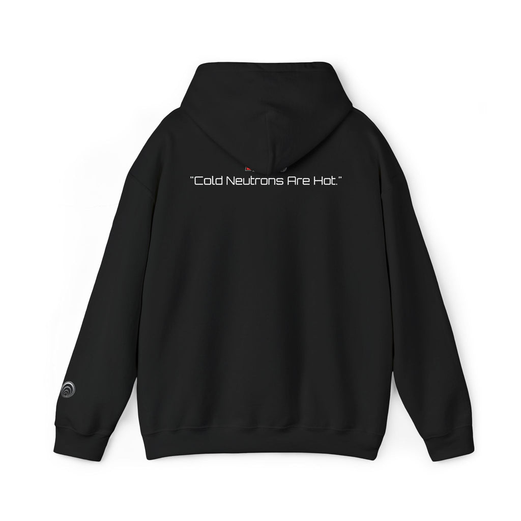 Quantum Kinetics Hoodie – “First to Fusion™” Logo & “Cold Neutrons Are Hot.” Science Pullover