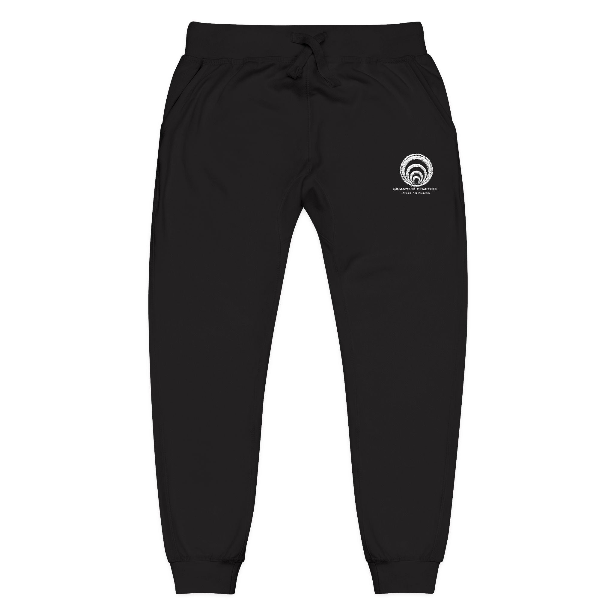 Quantum Kinetics - Embroidered Black Fleece Sweatpants with Small Chest Logo